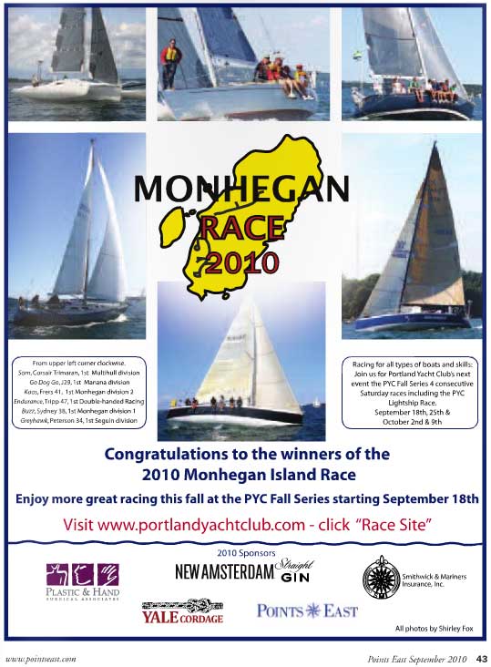 Monhegan Race ad in Points East Magazine, September 2010